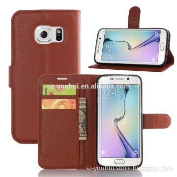 HOT SELLING Luxury PU Lichee Leather Flip Cover Case for Samsung GALAXY S7 edge with Wallet